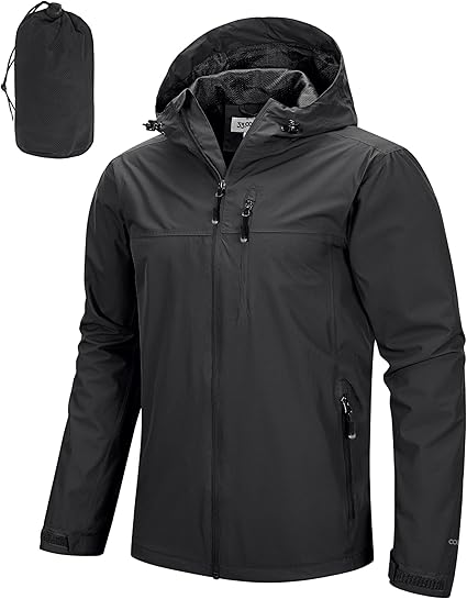 33,000ft Men’s Packable Rain Jacket Lightweight Rain Shell